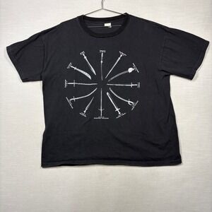 Vintage Highlander Movie Promo Shirt Men XXL Black Sword Grunge Hole Fade